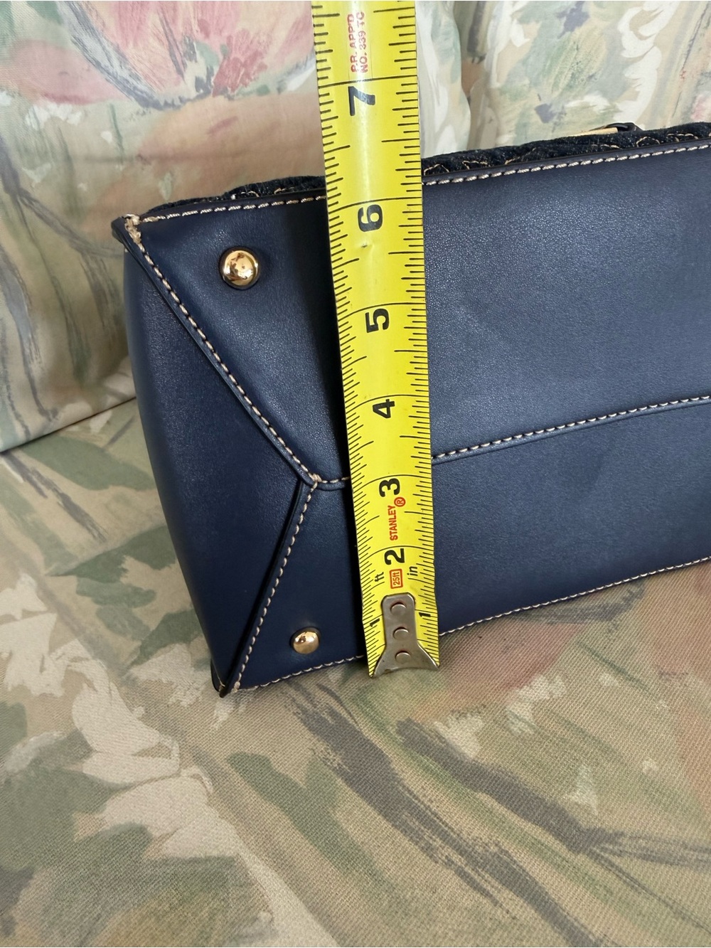 True Religion Denim Quilted Satchel Crossbody Bag Horseshoe Studded - Picture 5 of 8